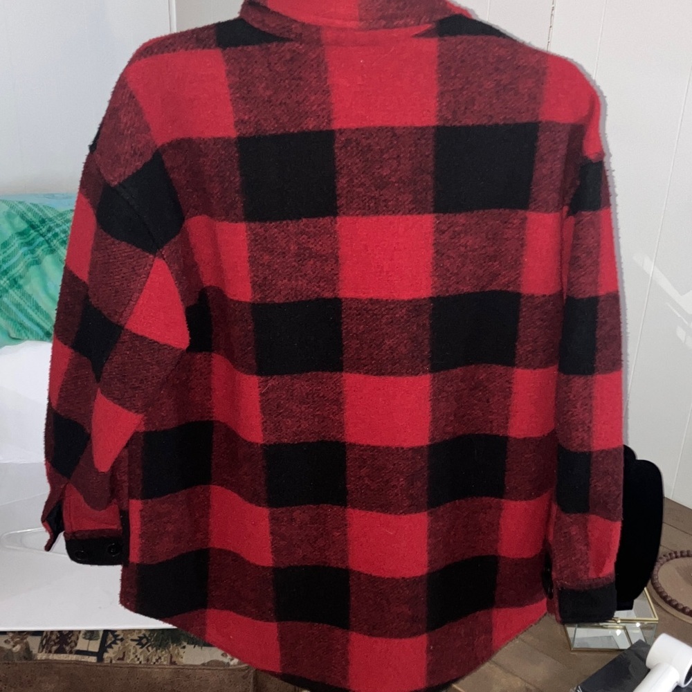Time and Tru Red and Black Plaid Shirt - Picture 3 of 3